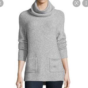 Joie Agneta Wool Cashmere Blend Turtleneck Long Sleeve Pockets Sweater S…